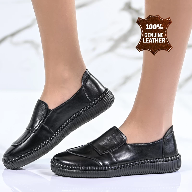 Обувки естествена кожа 043107 All black