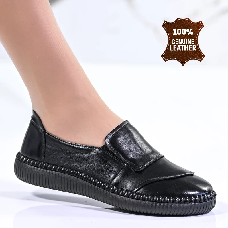 Обувки естествена кожа 043107 All black