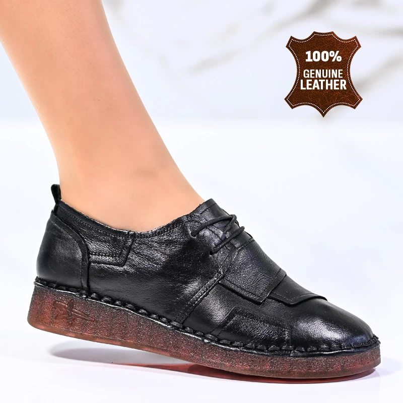 Обувки естествена кожа 043070 All black
