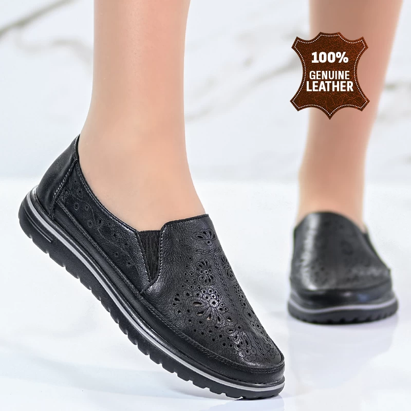 Обувки естествена кожа A2316-1 Black