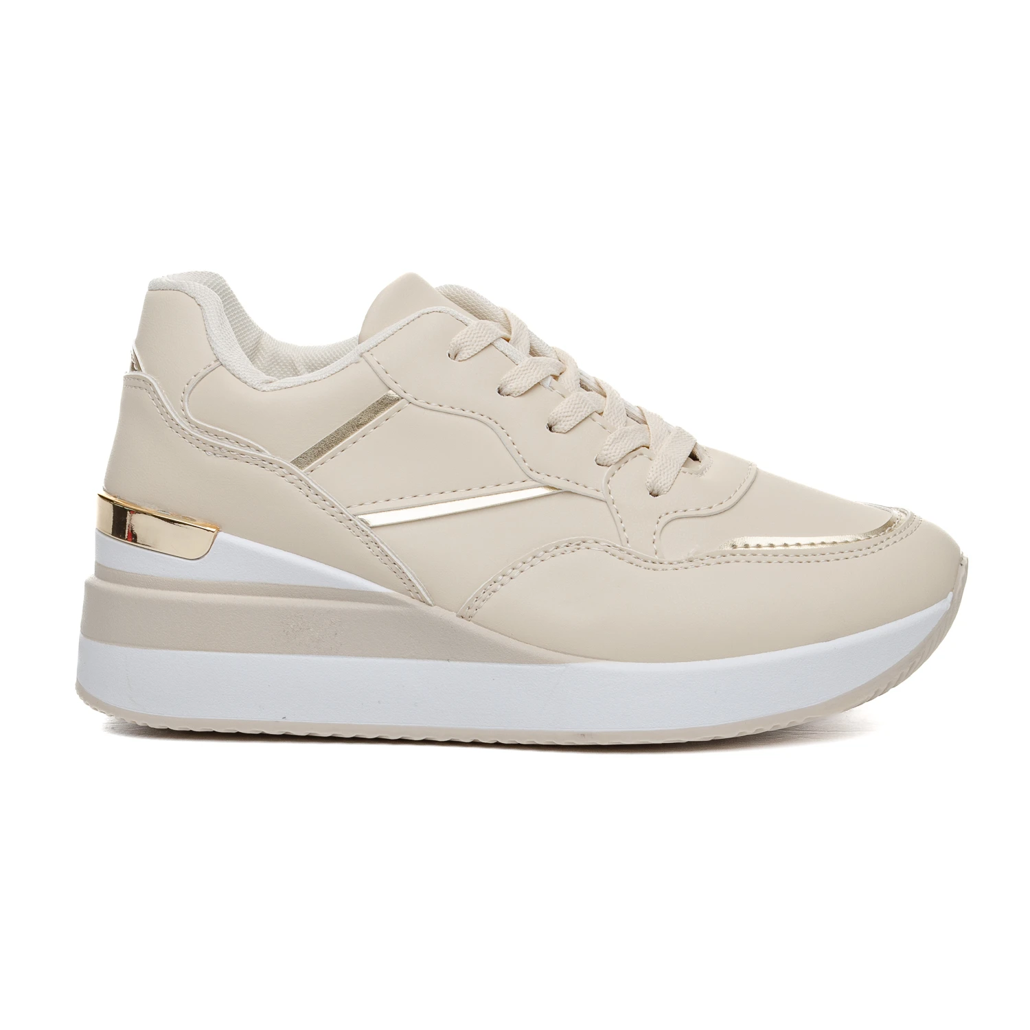 Дамски маратонки на платформа W014239 Beige